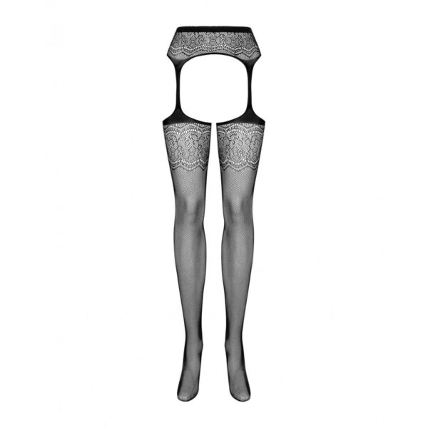 Stockings with Garter Obsessive S207 XL/XXL Black - Image 4