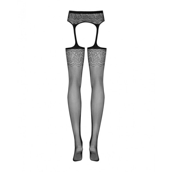 Stockings with Garter Obsessive S207 XL/XXL Black - Image 5