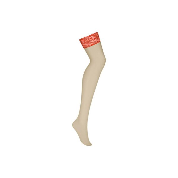 Stockings with Garter Obsessive 838-STO-3 Red L/XL - Image 4