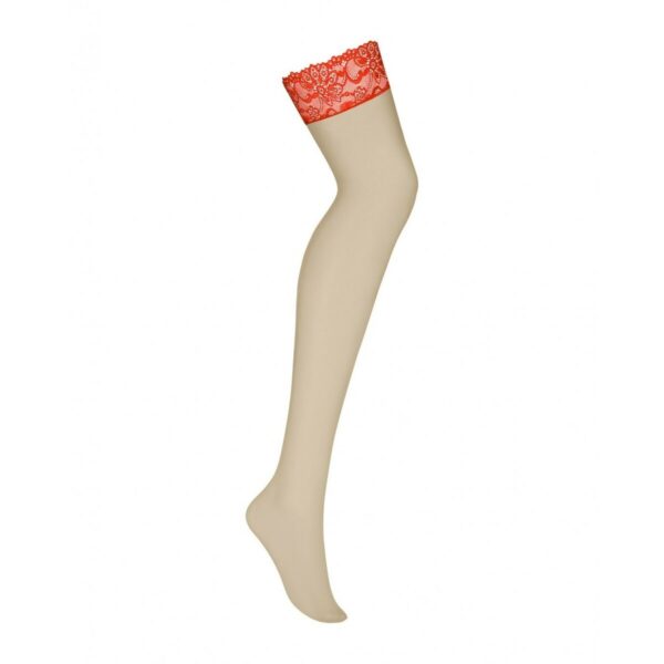 Stockings with Garter Obsessive 838-STO-3 Red L/XL - Image 5