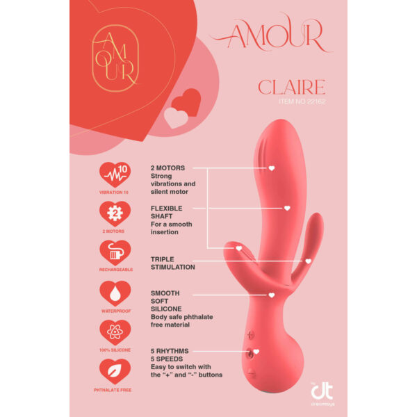 Classic Vibrator Dream Toys Amour Triple Pleasure Pink - Image 4